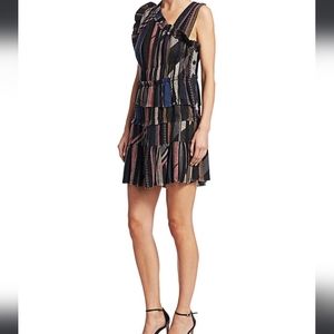 IRO One Shoulder Tiered Silk & Cotton Blend Mini Dress
